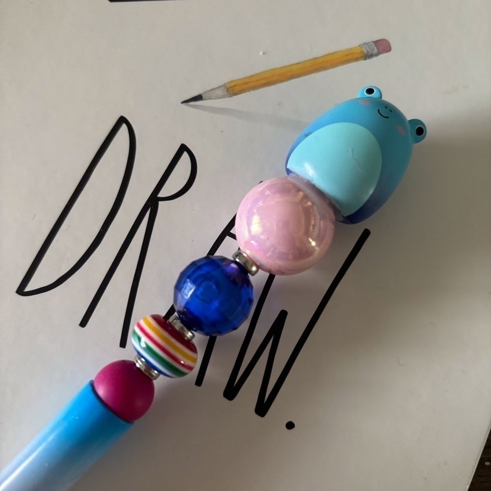 Squishmallows frog handmade beaded pen
